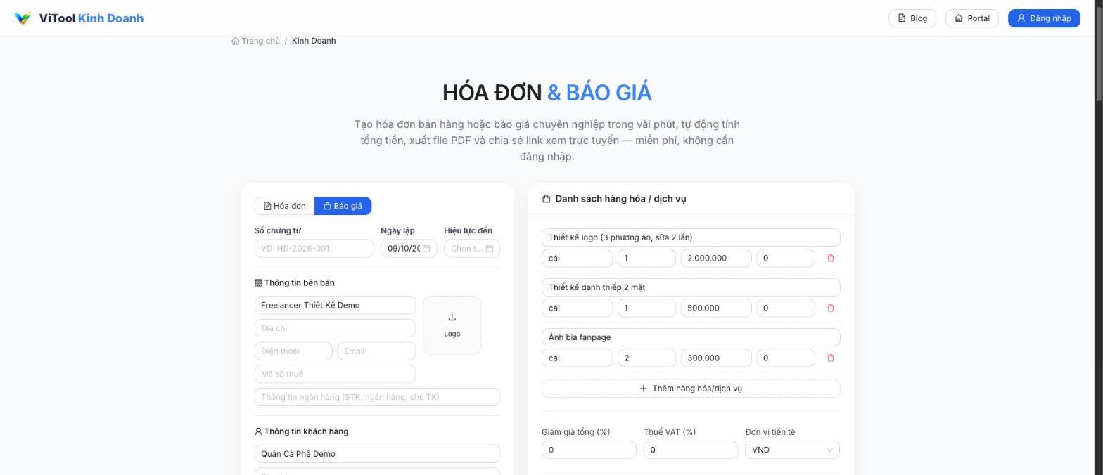 Mẫu báo giá dịch vụ đơn giản cho freelancer